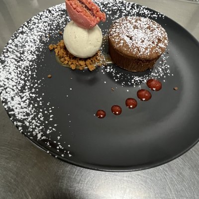 Fondant au chocolat et glace vanille